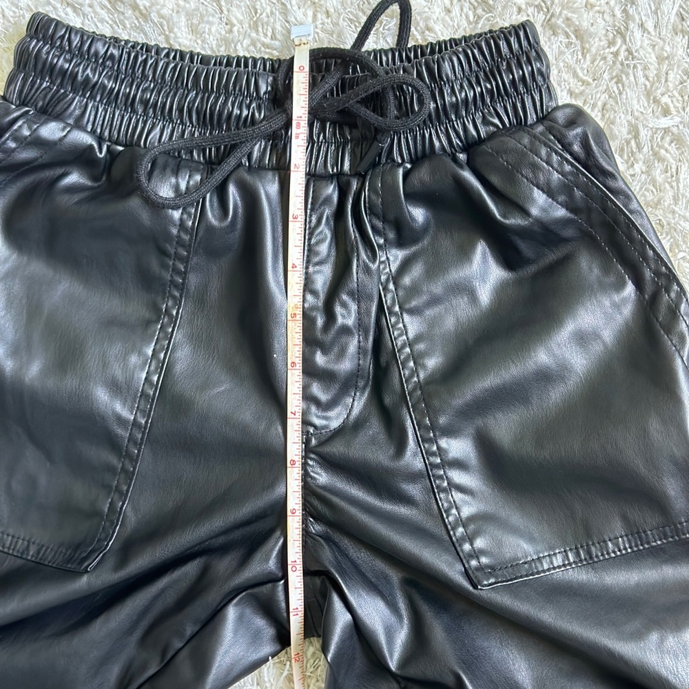 Faux Leather Drawstring Joggers - image 7